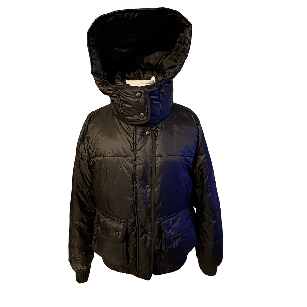 Abercrombie & Fitch Puffer Jacket Men Large Black Excellent Water Resistant Hood